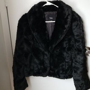 Black faux fur coat
